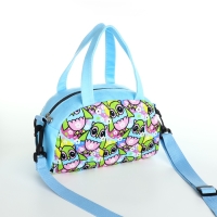 Сумка детская для девочки на молнии, регулируемый ремень, цвет голубой