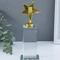 Стела наградная "Золотая звезда" площадка 5,5х12 см звезда 7,3х8,5 см 7х7х22,5 см