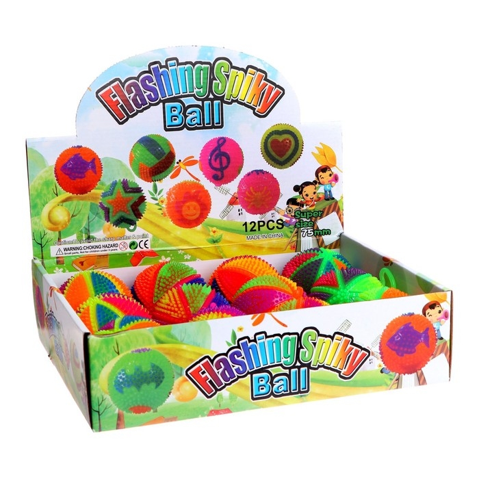 Мяч &laquo;Радуга&raquo;, световой, 7,5 см, с пищалкой, на резинке, цвета МИКС