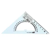 Треугольник Calligrata,12 см, 45&deg;, с транспортиром, пластик, прозрачный МИКС