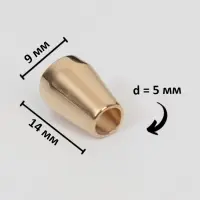 Наконечник для шнура, d=5 мм, 14&times;9 мм, 4 шт., цвет золотой