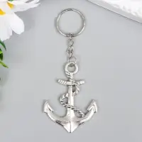 Брелок металл "Якорь с веревкой" серебро 5,5х4 см