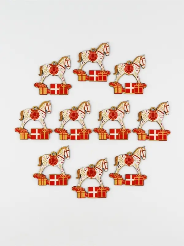 Подвеска новогодняя деревянная &laquo;Конь&raquo;, набор 10 шт.