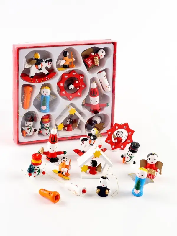 Набор подвесок в деревянной подарочной упаковке  18*17*2,8