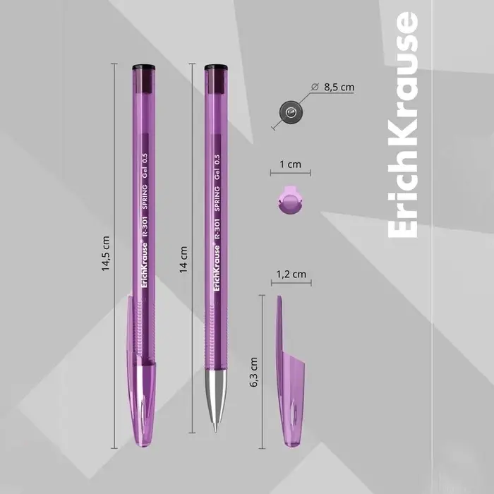 Ручка гелевая ErichKrause R-301 Spring Gel Stick, узел 0.5 мм, чернила чёрные, длина линии письма 600 метров, МИКС