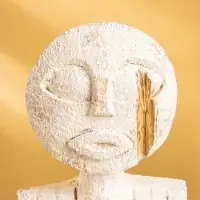 Сувенир на подставке "Человечек" дерево 15х10х45 см, цв. белый