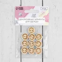 Набор нашивок из дерева Hand made with love, 1.5&times;1.5 см, 10 шт.