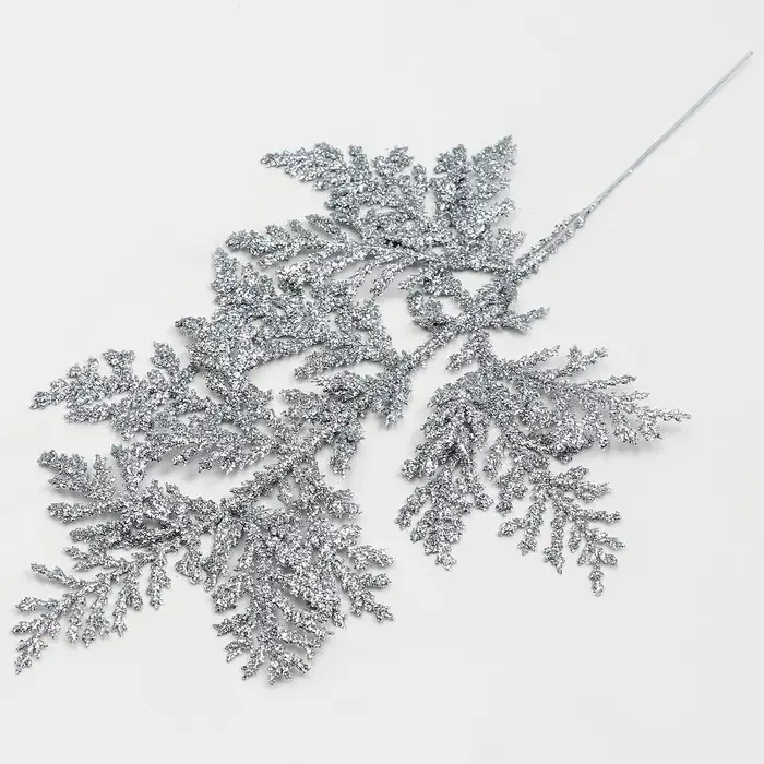 Декоративная веточка &laquo;Изумление&raquo; в серебрянном цвете, 0,3 &times; 12 &times; 28 см