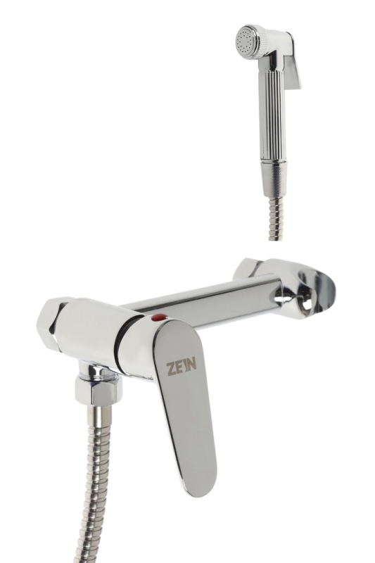 Смеситель для биде ZEIN Z4200, с гигиеническим душем, нерж. сталь, картридж 35 мм, хром