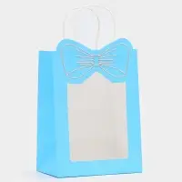 Пакет подарочный бумажный с окном &laquo;Бант&raquo;, 19&times;26&times;13 см, голубой