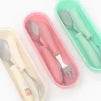 Набор детских столовых приборов в футляре: вилка, ложка Крошка Я розовый