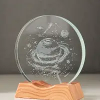 Сувенир стекло свет "Диск. Сатурн" 5хLED d=10 см, USB 10х4х11,4 см