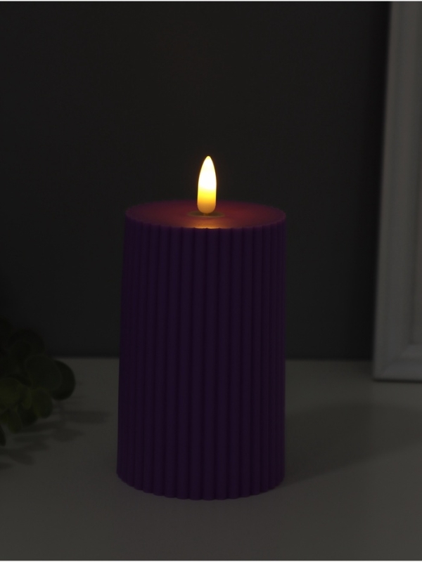Ночник свеча "Уют" LED 3xААА сиреневый 7,5х7,5х12,5см