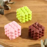 Свеча "Ромбики" 6х6х6 см, соевый воск МИКС