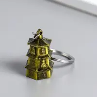 Брелок металл нэцке "Пагода 3 яруса"бронза 3,8х2,5х2,2 см