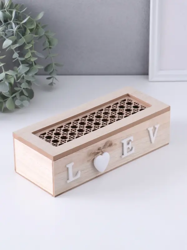 Шкатулка для украшений &laquo;Дом, там где сердце&raquo;, дерево, 3 деления, 9.7&times;24&times;7 см