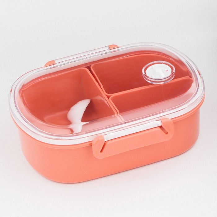 Ланч бокс в школу, контейнер для еды "Эйлайт", 640 мл, с приборами, 18.5 х 14 х 6.3 см, розовый 9177