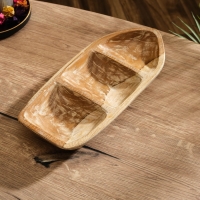 Менажница "Лодочка"  дерево Джати, 30х13х5 см, цв. коричневый