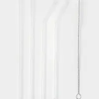 Набор трубочек из боросиликатного стекла с ершиком "Симпл", 4 трубочки, 1 ершик