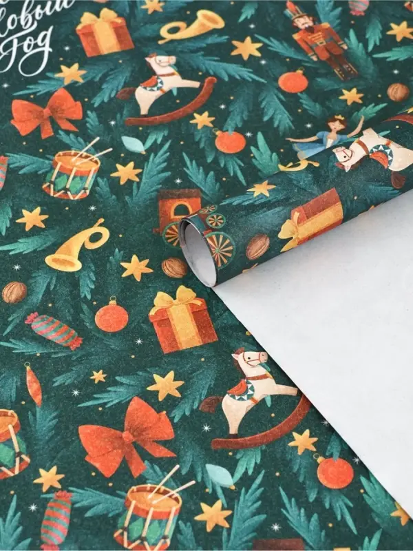 Бумага упаковочная крафтовая &laquo;Щелкунчик&raquo;, 50&times;70 см