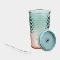 Стакан с трубочкой "Спектр" 500 мл, 8х8х16 см, силиконовая крышка, зеленый