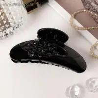 Крабик для волос &laquo;Глянец&raquo;, ранние ромашки, 9.5 см, чёрный