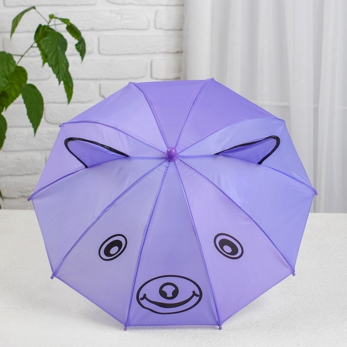 Зонт детский механический &laquo;Животные&raquo;, r &mdash; 24 см, с ушками, цвет МИКС