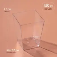 Форма пластиковая одноразовая для фуршета &laquo;Квадрат&raquo;, 150 мл, прозрачная