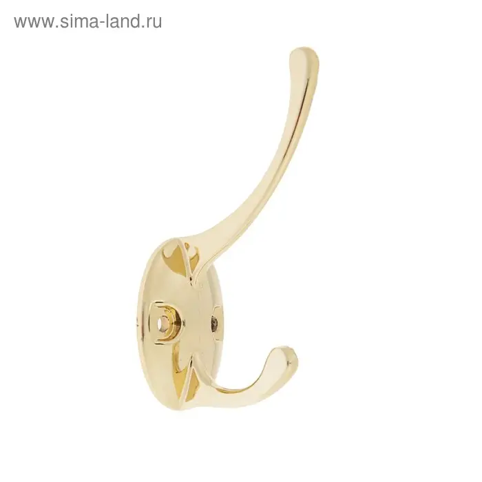 Крючок мебельный ТУНДРА TKd=002 LIGHT, двухрожковый, золото