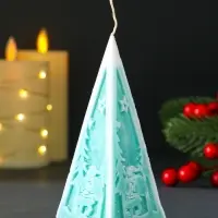 Свеча новогодняя пирамида Дед Мороз"6х6,5х12 cм, тиффани