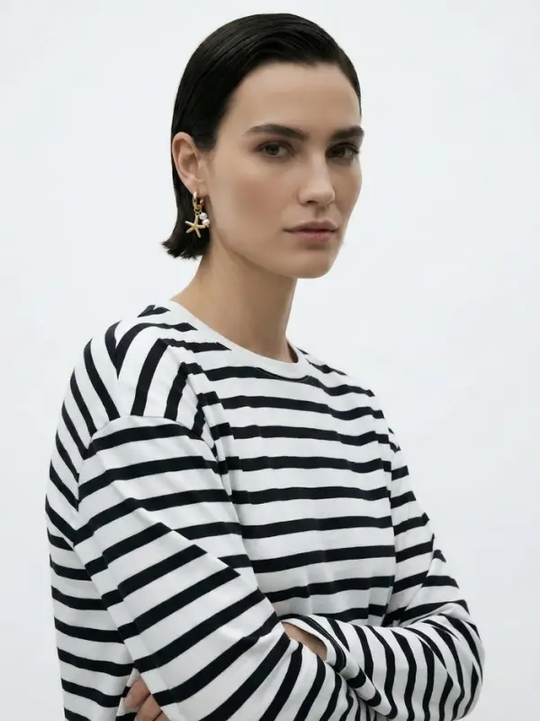 Серьги жемчуг "Ракушка со звездой", цвет белый в золоте