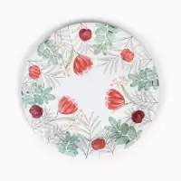 Тарелка одноразовая бумажная &laquo;Красные цветы&raquo;, 23 см