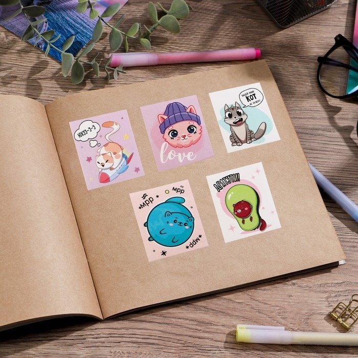 Наклейки детские бумажные, &laquo;Замурчательные истории&raquo;, 11 х 15.5 см, 5 листов