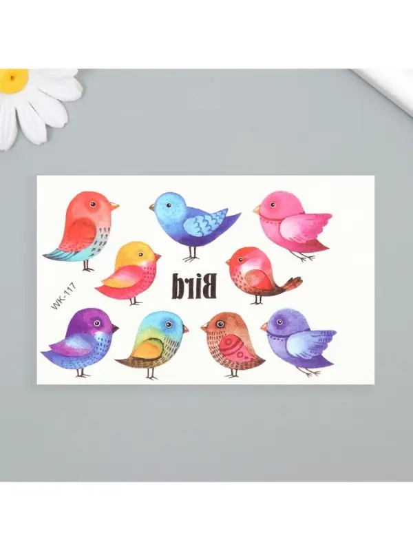 Переводные тату на тело цветные &laquo;Маленькие воробышки&raquo;, 7.5&times;11 см