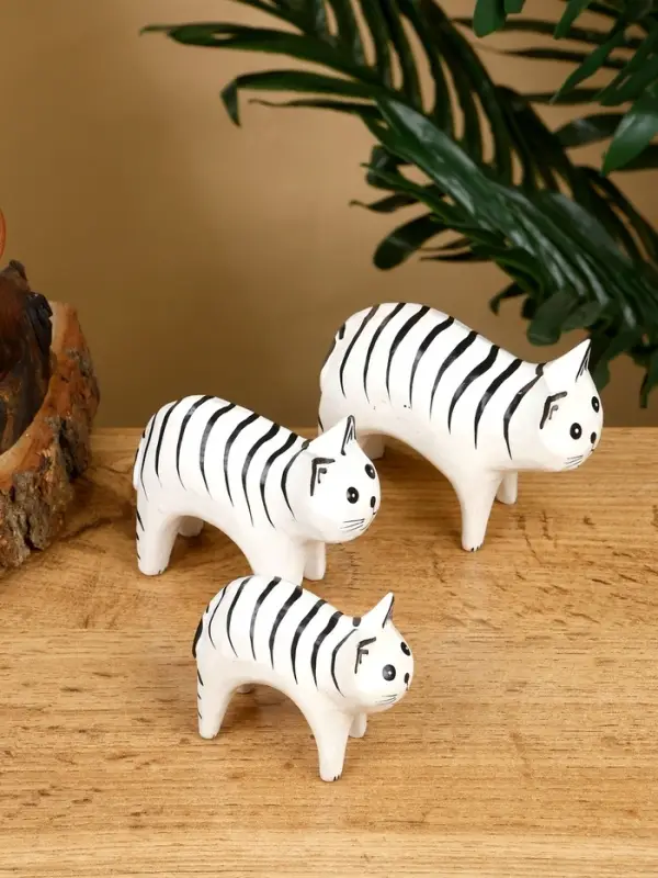 Набор сувенирный "Кошки" дерево H 7.5; 7; 5.5 см, цв. белый