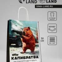 Пакет подарочный бумажный, &laquo;Капибратва&raquo;, 24&times;10.5&times;32 см
