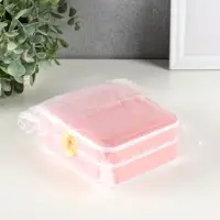 Шкатулка пластик, кожзам для украшений 6 ячеек, 10 полос, персик 13,5х11,5х5,5 см