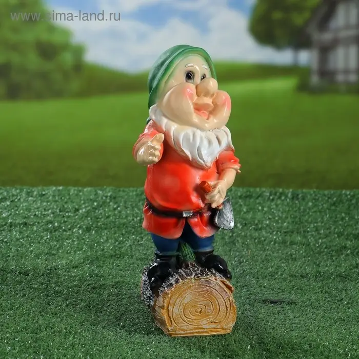 Садовая фигура из полистоуна &laquo;Гномик с лопатой&raquo;, 15&times;12&times;30 см