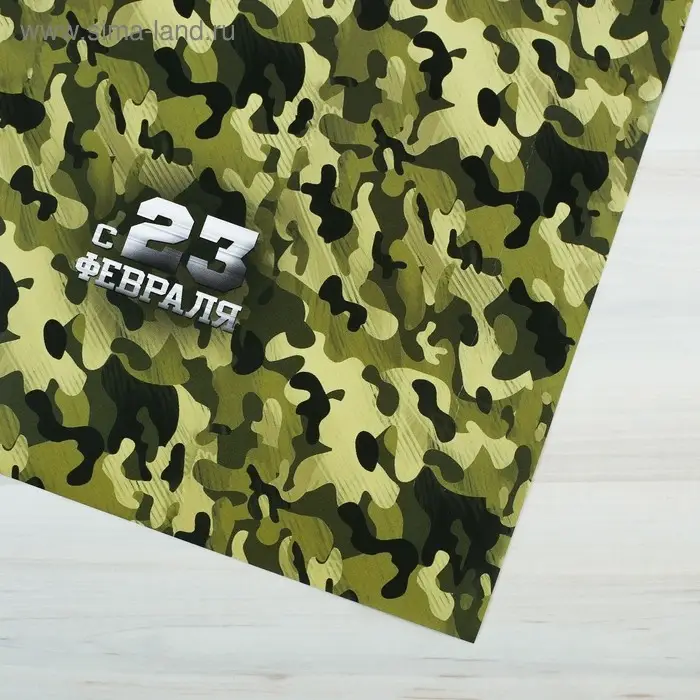 Бумага упаковочная глянец &laquo;Камуфляж&raquo;, 23 февраля, 100 х 70 см