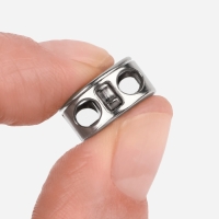 Фиксатор для шнура, двойной, d = 5 мм, 15 &times; 10 мм, 5 шт, цвет серебряный