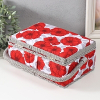 Шкатулка для рукоделия "Красные маки на белом" 24х16х11 см