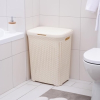 Корзина бельевая с крышкой, 60 л, 34&times;44&times;56 см, цвет слоновая кость