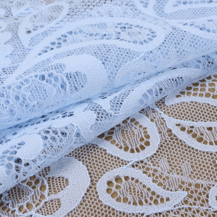 Кружевная эластичная ткань, 235 мм &times; 2,7 &plusmn; 0,5 м, цвет небесно-голубой