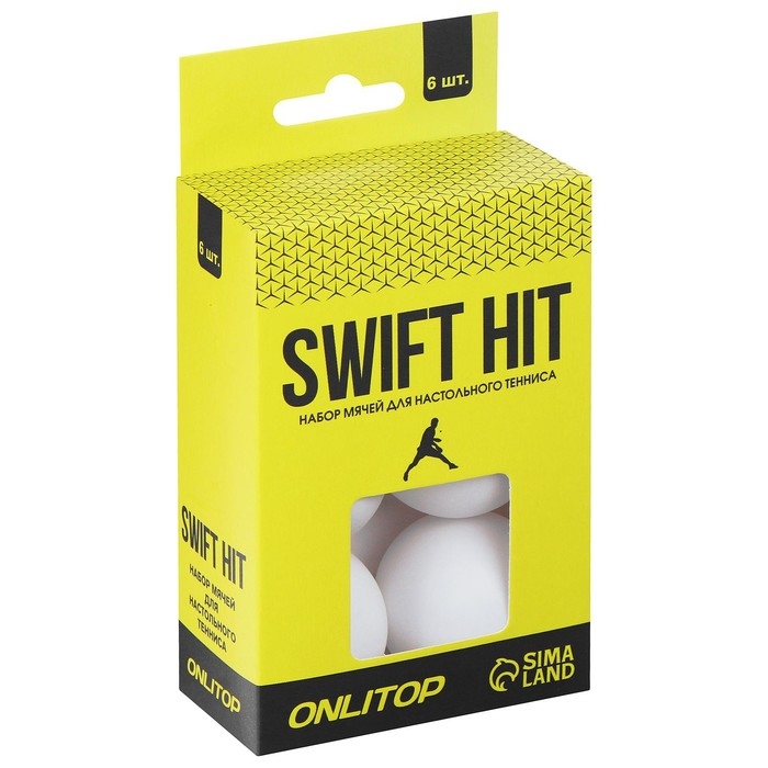 Мяч для настольного тенниса, набор 6 шт., PP, цвет белый