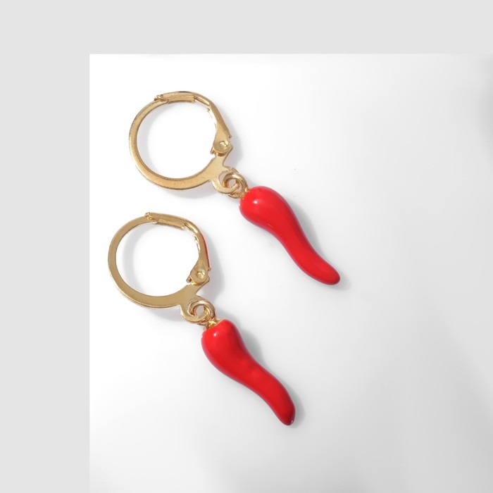 Серьги эмаль &laquo;Перчики&raquo;, цвет красный в золоте
