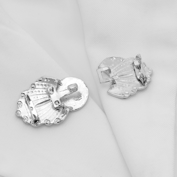 Зажим для кардигана &laquo;Перья&raquo;, цвет белый в серебре