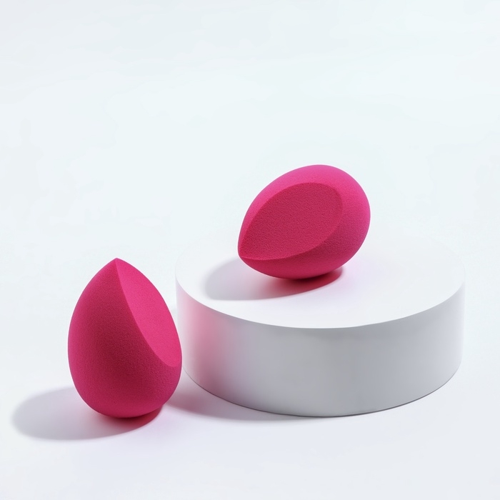 Спонжи для макияжа &laquo;Сердце&raquo;, в футляре, набор - 2 шт, цвет розовый