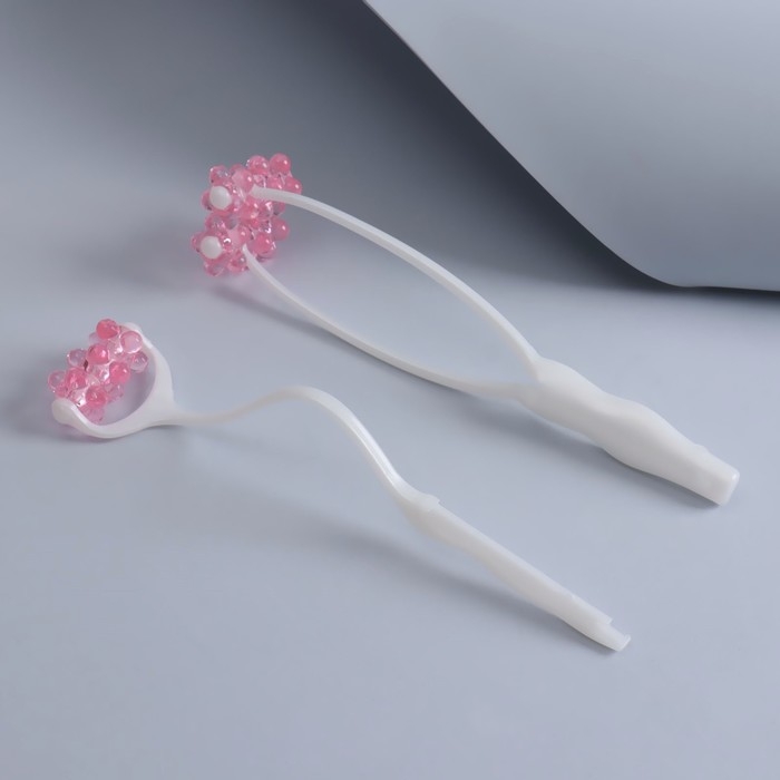 Массажёр для лица и шеи &laquo;Трезубец&raquo;, 23 &times; 5 &times; 2,5 см, цвет белый/розовый