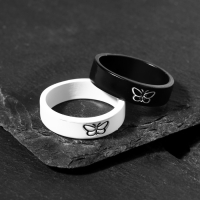 Набор колец 2 штуки &laquo;Неразлучники&raquo; бабочки, цвет чёрно-белый