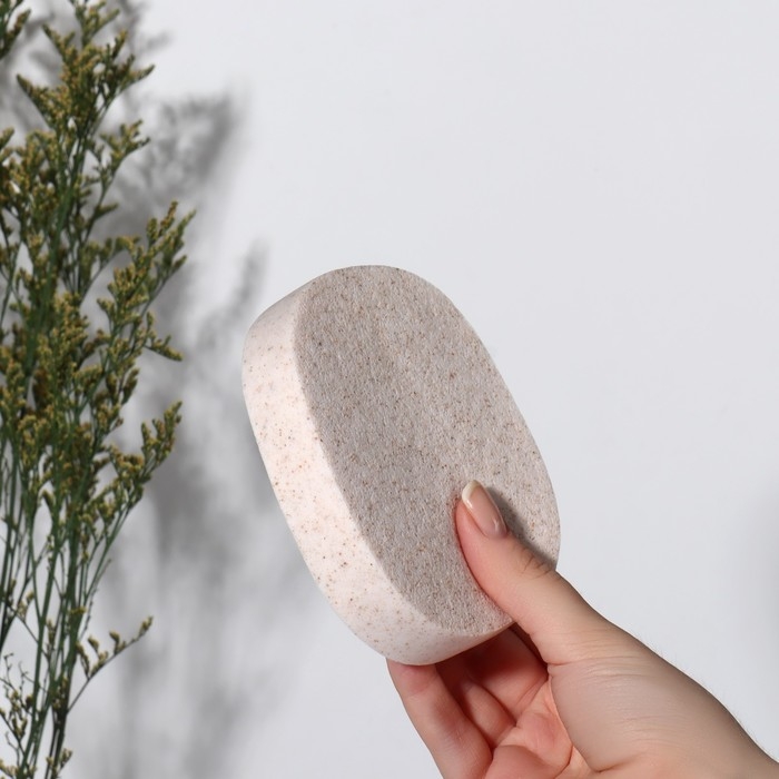 Спонж для умывания &laquo;Умывашка&raquo;, 11 &times; 8,7 &times; 2 см, цвет бежевый